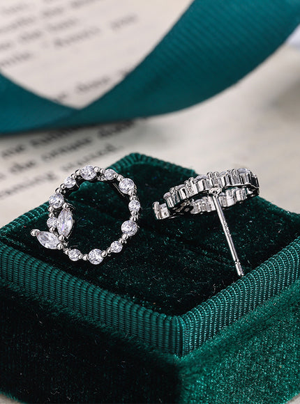 Korean Earrings Simple Silver Simple Geometric Round Garland AAAA Zircon Earrings Fashion 925 Silver Jewelry Christmas Gift