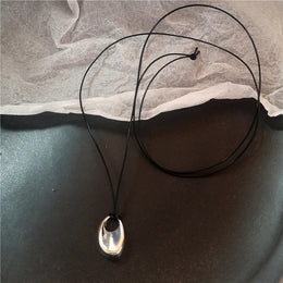 Geometric Irregular Metal Vortex Cross Pendant Long Rope Chain Beaded Necklace For Men Women Sweater Chain Jewelry Accessories