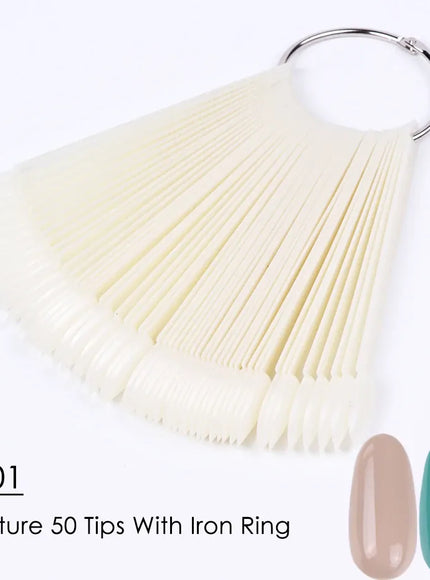 💋 50Pcs False Nail Tips Clear Chart Oval