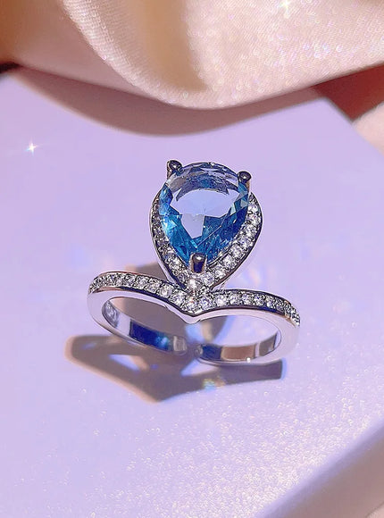 KissIcon Exquisite Silver Jewelry Set - Blue Zircon Drops