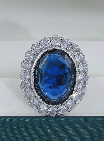 New High Quality Blue Zircon Ring for Women's Big Shiny AAA Zircon Jewelry Party Ring Engagement Jewelry Wedding Ring for Women
