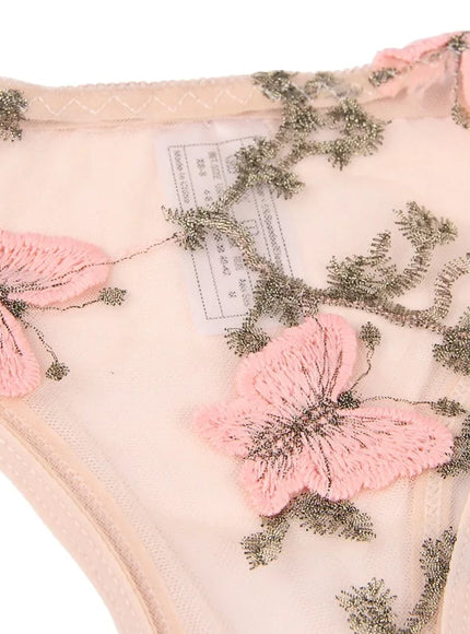 Plus Size Romantic Butterfly Women Bra and Panties Erotic Embroidery Underwear Set Erotic Sexy Lingerie Set