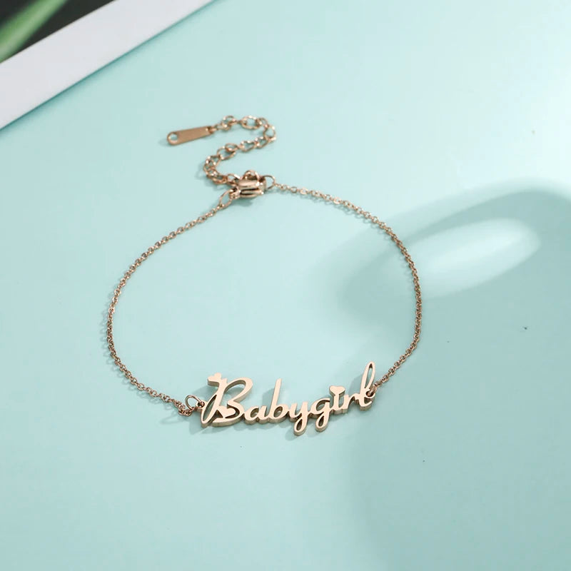 Letter Text Custom Name Bracelet For Women Men Personalized Gold Color Anklet Family Gift Stainless Steel Chain Pendant Jewelry