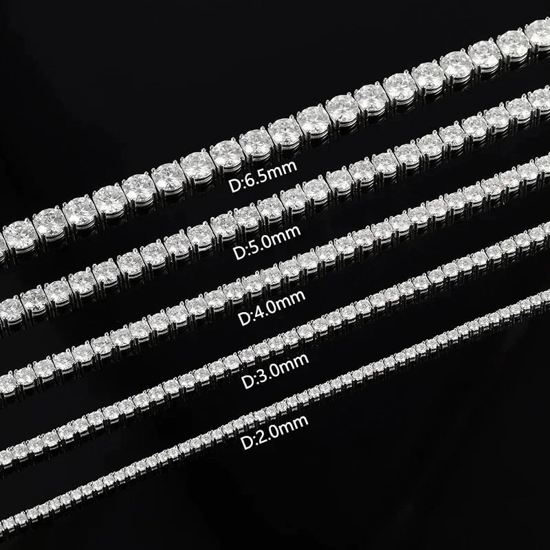 D VVS1 Moissanite Tennis Bracelet Original s925 Sterling Silver Plated 18k White Gold with GRA Necklace for Women Man