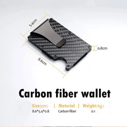 Minimalist  Wallet for Men, Money Clip Cash Strap Wallet, RFID Blocking Metal Wallet Aluminum Card Holder(Carbon Fiber)