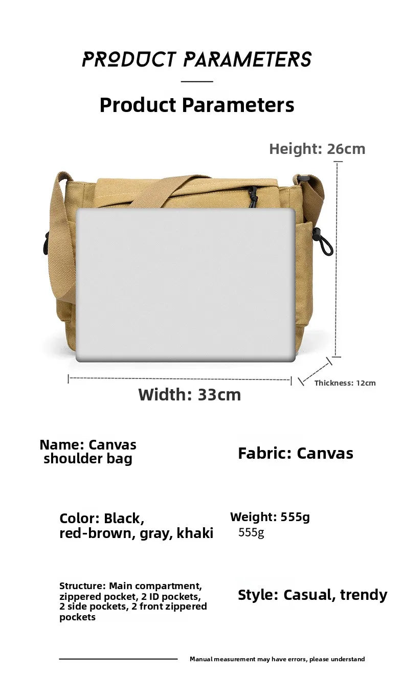Men's Casual Crossbody Bag Large Capacity Single Shoulder Bag Commuter Mailman Bag Lightweight Leisure Backpack for Business