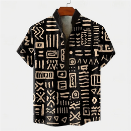 Men's Linen Short Sleeved Shirt, Button Design, Digital Printing, Casual and Comfortable, Fashionable to Wear