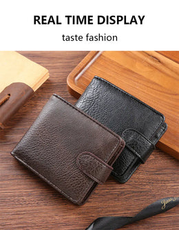 Casual Wallet For Men Leather Short Hasp Man Wallets Durable Coin Pouch Male Slim Bifold Photo ID Card Holders Purse Money Clip