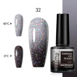 Halloween Theme Glitter Heat Nail Polish, Temperature Changing Color Removable UV LED Glitter Gel Polish, Mood Changing Nail Pol