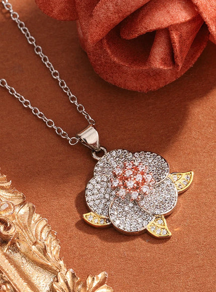KissIcon 925 Sterling Silver Plated Necklace - Flower Design