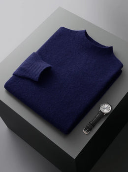 New Men's Fashion Casual Wool Sweater Warm Autumn And Winter Semi-High Neck Knitted Bottoming Shirt