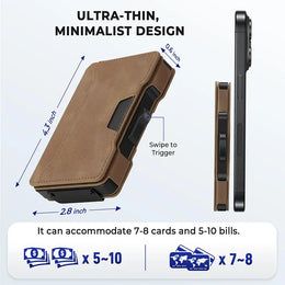 Minimalist Mens Wallet with Money Clip, Aluminum Pop Up Card Case and Leather Slots Credit Card Holder RFID Blocking Wallet