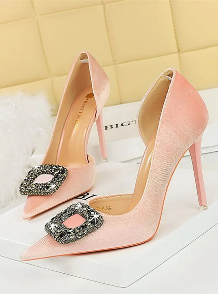 Women Super High Heels Velvet Pumps Shallow Mouth