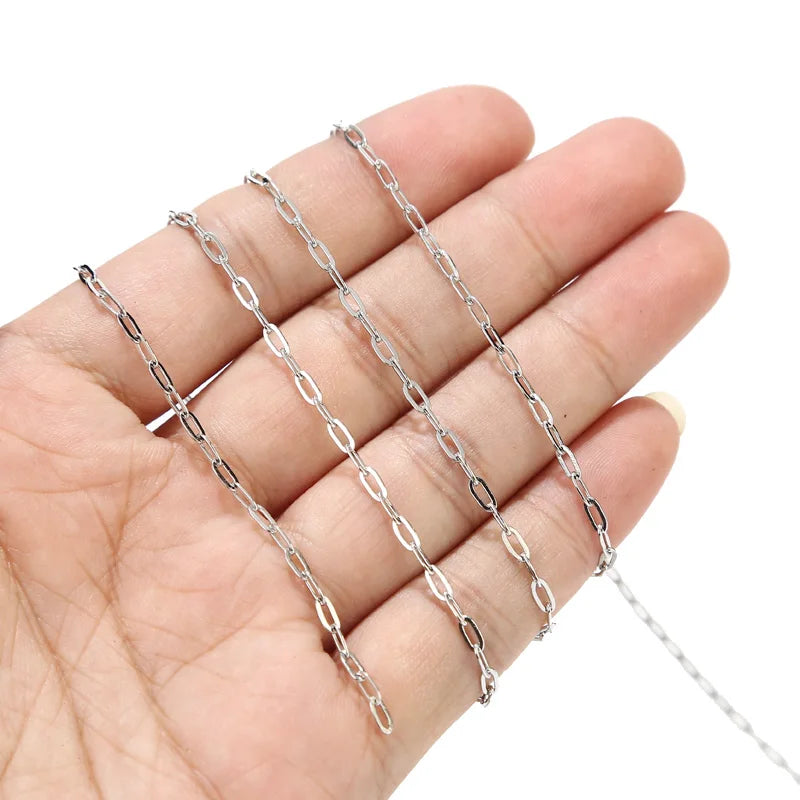 2M Stainless Steel Gold Long Oval Link Chain 2.5mm width Gold Cable Chains for DIY Necklace Bracelet Anklet Making 2 types