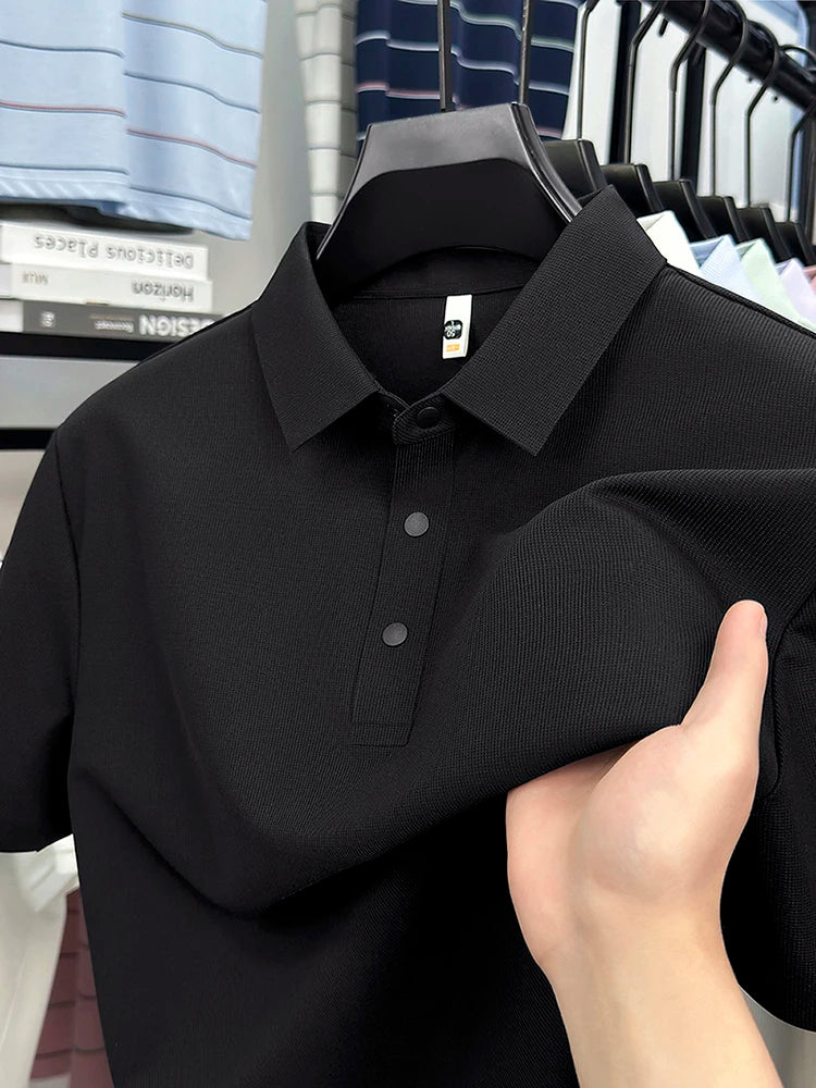 2025 Men's Sporty Polo Waffle Shirt | Moisture-Wicking Golf Tennis Top Sizes S-5XL, Snap Buttons, 7A Antibacterial High Quality