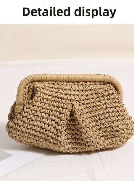 Beach Vacation Straw Metal Chain Crossbody –