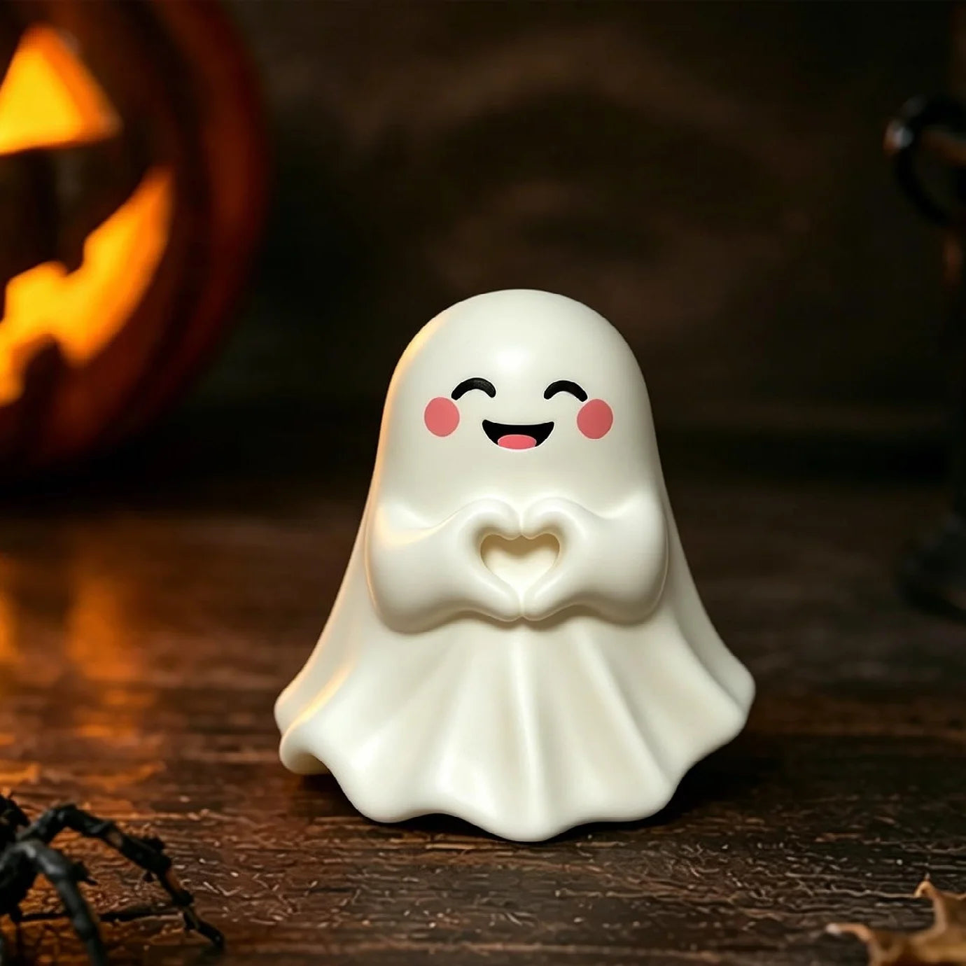 Cute Middle Finger Ghost Statue, Small Halloween Decor for Home, Centerpiece for Coffee Table, Adorable Horror Figure