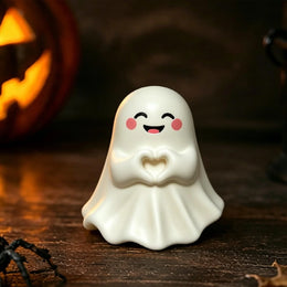 Cute Middle Finger Ghost Statue, Small Halloween Decor for Home, Centerpiece for Coffee Table, Adorable Horror Figure