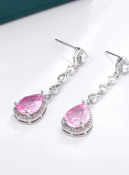 Beautiful 925 Silver Tassel Earrings - Zircon Water Drop