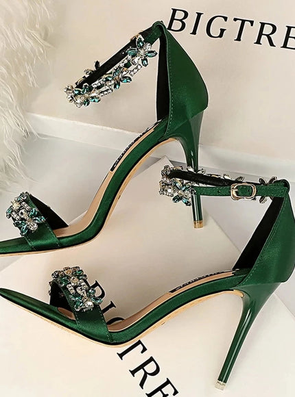 BIGTREE Shoes Open Toe Rhinestones Sandals Women 2025 New Designer Sexy High Heels Sandals Female Shoes Summer Heeled Sandals