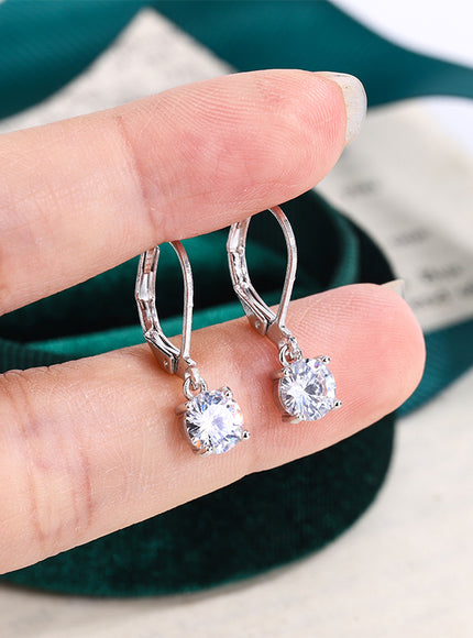 KissIcon Square White Zircon Earring - 925 Silver Plated