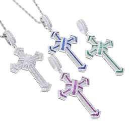 2025 New Cross Pendant for Men Women Full Iced Out Cubic Zircon Hip Hop Necklace Link Chain Fashion Rock Jewelry