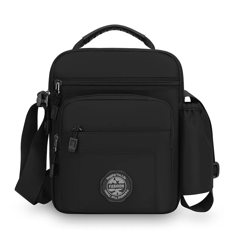 Mens Nylon Crossbody Bag Wear Resistant Multi Compartments Adjustable Strap For Hiking Cycling Work Errands Outdoor Daily Carry
