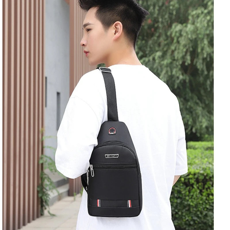 Men's Breast Bag One Shoulder Messenger Bag Casual Oxford Cloth Stylish and Simple Chest Bag Portable Men's Backpack