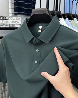 2025 Men's Sporty Polo Waffle Shirt | Moisture-Wicking Golf Tennis Top Sizes S-5XL, Snap Buttons, 7A Antibacterial High Quality
