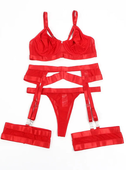 Plus Size sexy women lingerie sets pajama sets Bra and Panties Set with G-String for woman young ladies garters from M-5XL