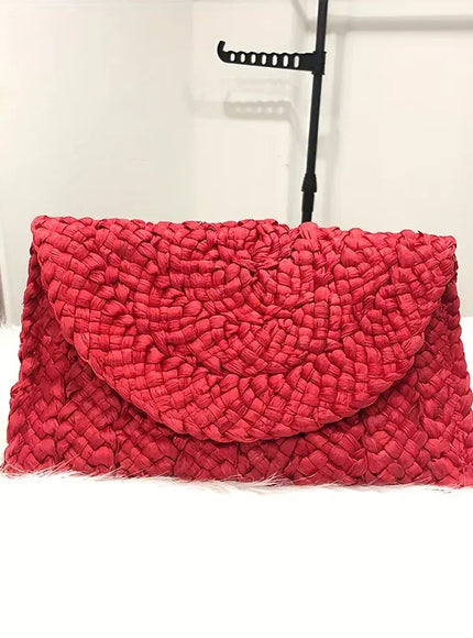 KissICON Red Fashionable Woven Clutch – Women's Coin Purse