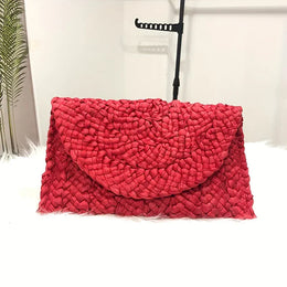 KissICON Red Fashionable Woven Clutch – Women's Coin Purse