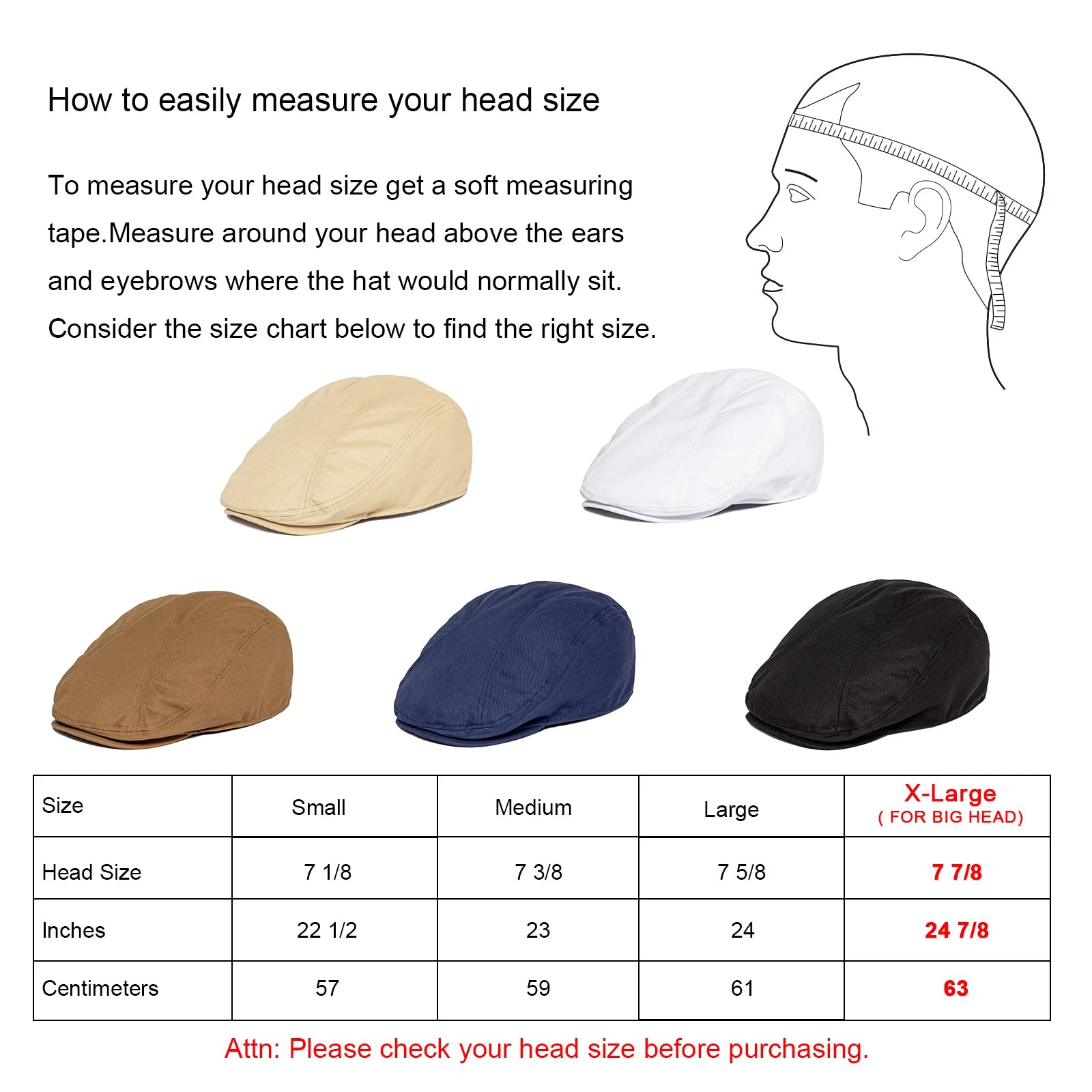 BOTVELA Men Classic Cotton Twill Newsboy Flat Hat Vintage Ivy Outdoor Driving Hat Fitted Cap