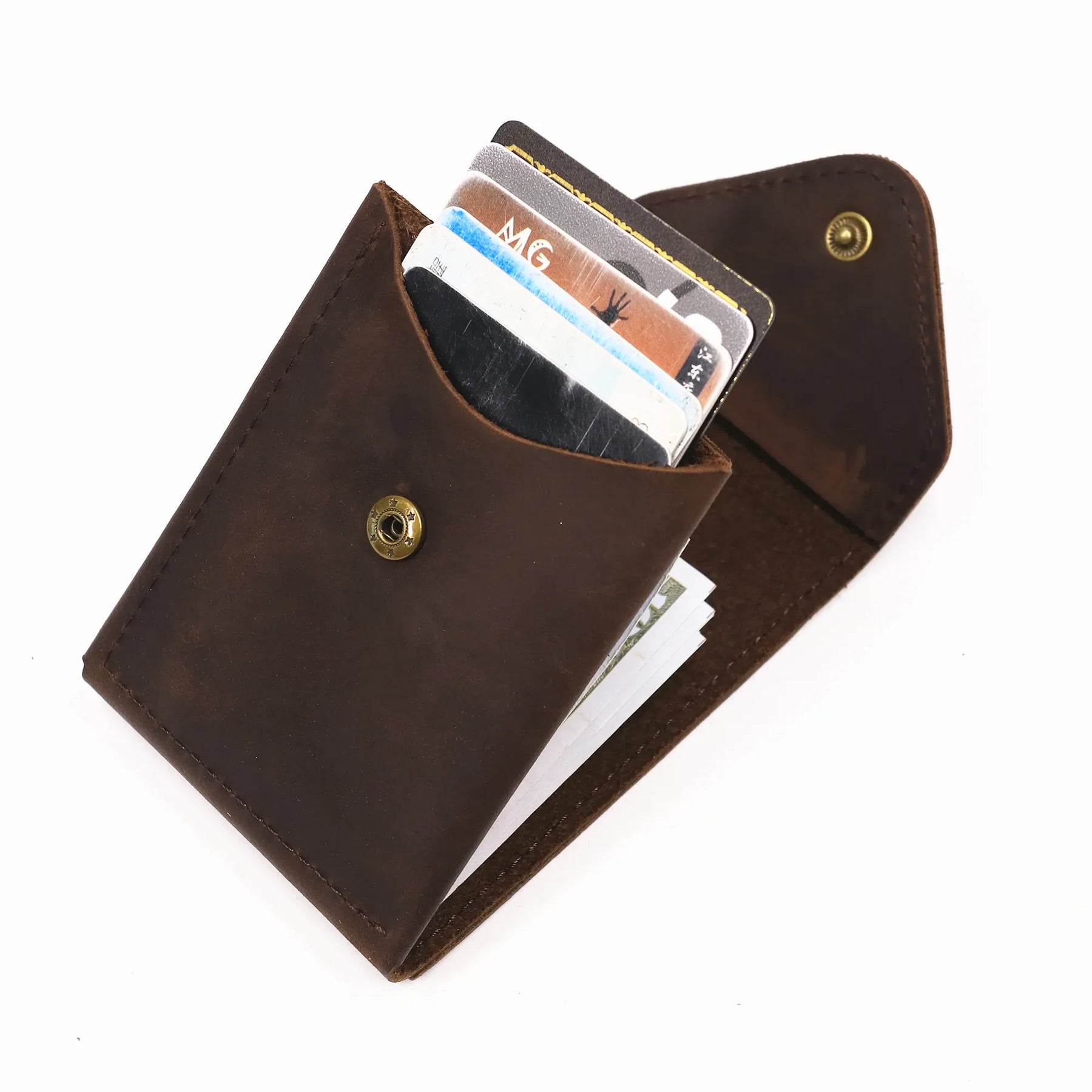Genuine Leather Wallet For Men Male Real Cowhide Short Slim Minimalist Men's Cash Wallet Credit Card Holder With Flap Closure