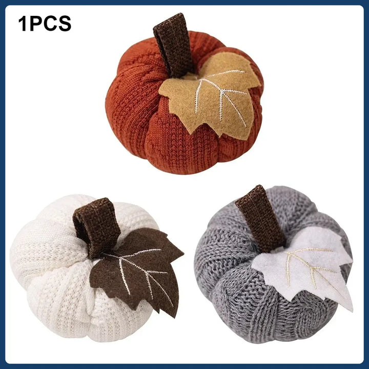 Halloween Decorations Artificial Pumpkin Knitted Soft Pumpkin For Home Thanksgiving Harvest Festive Party Holiday DIY Decor 9cm
