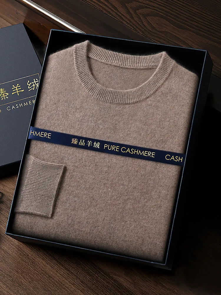 CHICUU Men's 100% Sweater O-neck Pullover Basic Long Sleeve Cashmere Knitwear Autumn Winter Smart Clothing Tops