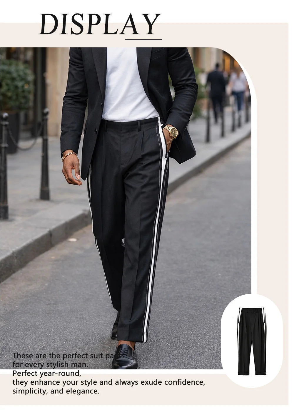 2026 Spring Summer Color Block Spliced Men Business Straight Pants Color Block Spliced  Straight Leg Men Business Pants