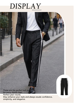 2026 Spring Summer Color Block Spliced Men Business Straight Pants Color Block Spliced  Straight Leg Men Business Pants