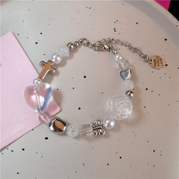 Y2K Cute Butterfly Cross Flower 8 Ball Mushroom Beaded Bracelet For Girl Kawaii Halloween Anime Grunge Aesthetics Accessories