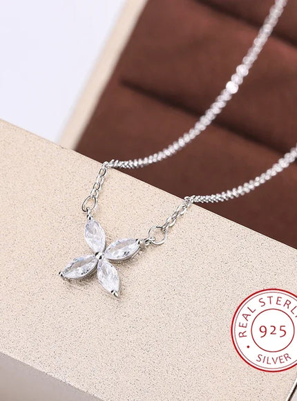 KissIcon S925 Clover Clavicle Necklace - AAA Zircon Sparkle