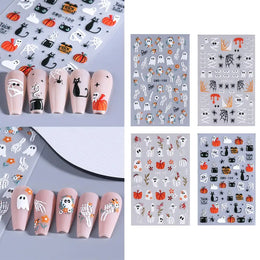 1pcs Halloween Nail Stickers Pumpkin Ghost Spider Skull Design Cute Adhesive Slider Decals DIY Manicure Decor