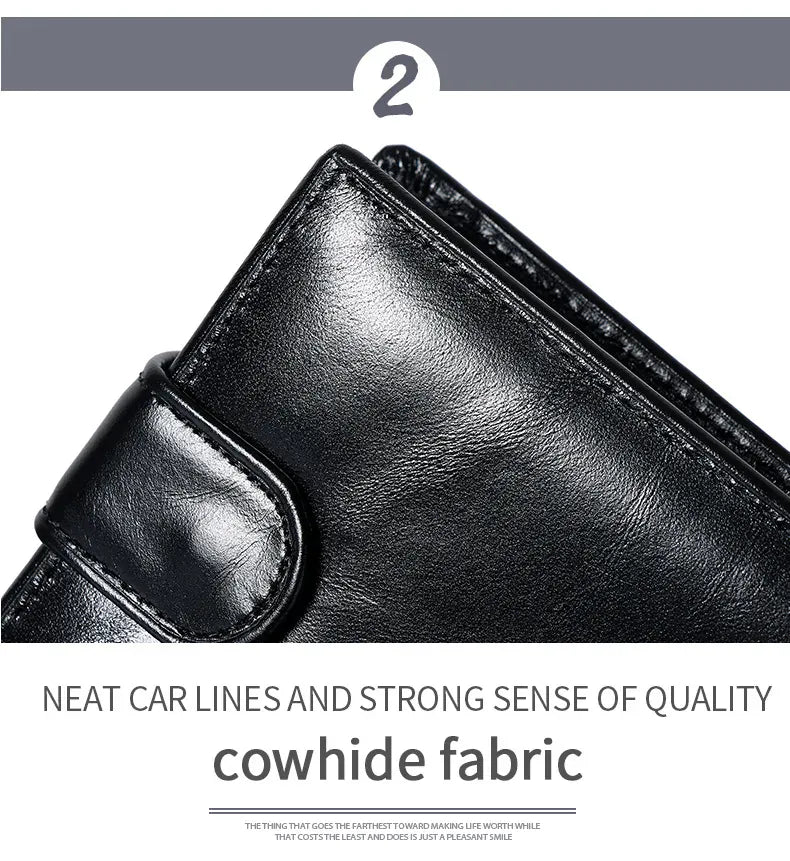 Leather Mens Wallet with Coin Pocket Genuine Leather Wallet for Men Short Style