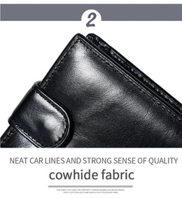 Leather Mens Wallet with Coin Pocket Genuine Leather Wallet for Men Short Style