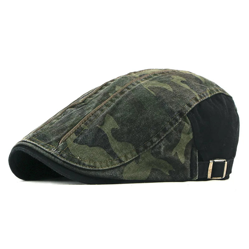 Men's Camouflage Flat Top Baseball Cap, Outdoor Sports Caps, Tactical Dad Hat, Casual Cadet, Trucker Hats