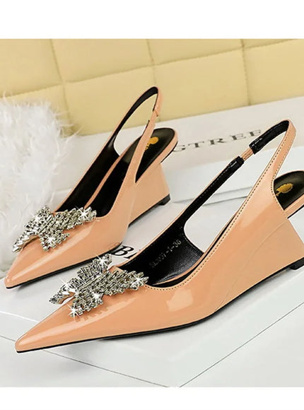 New Wedges Patent Leather Shallow Pointed Toe High