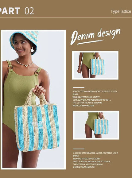 Colorful Striped Hand-woven Letter Embroidery Handbag