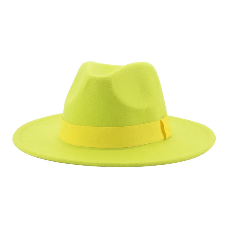 Fedora Hat Women Winter Hats for Women Ribbon Band Men's Hat Wide Brim Classic Beige Wedding Church Bowler New Cap Chapeau Femme