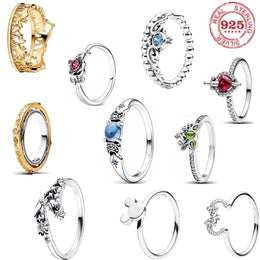 100%925 Pure Silver Disney Hot sale love bowknot ring suitable for women to wear Classic jewellery wedding Valentine's Day gift