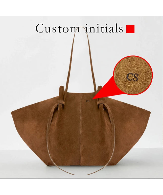 Custom Name Initials Large Capacity Faux Suede Tote Bags For Women Luxury Designer Handbags Purses 2024 New In Underarm Shoulder