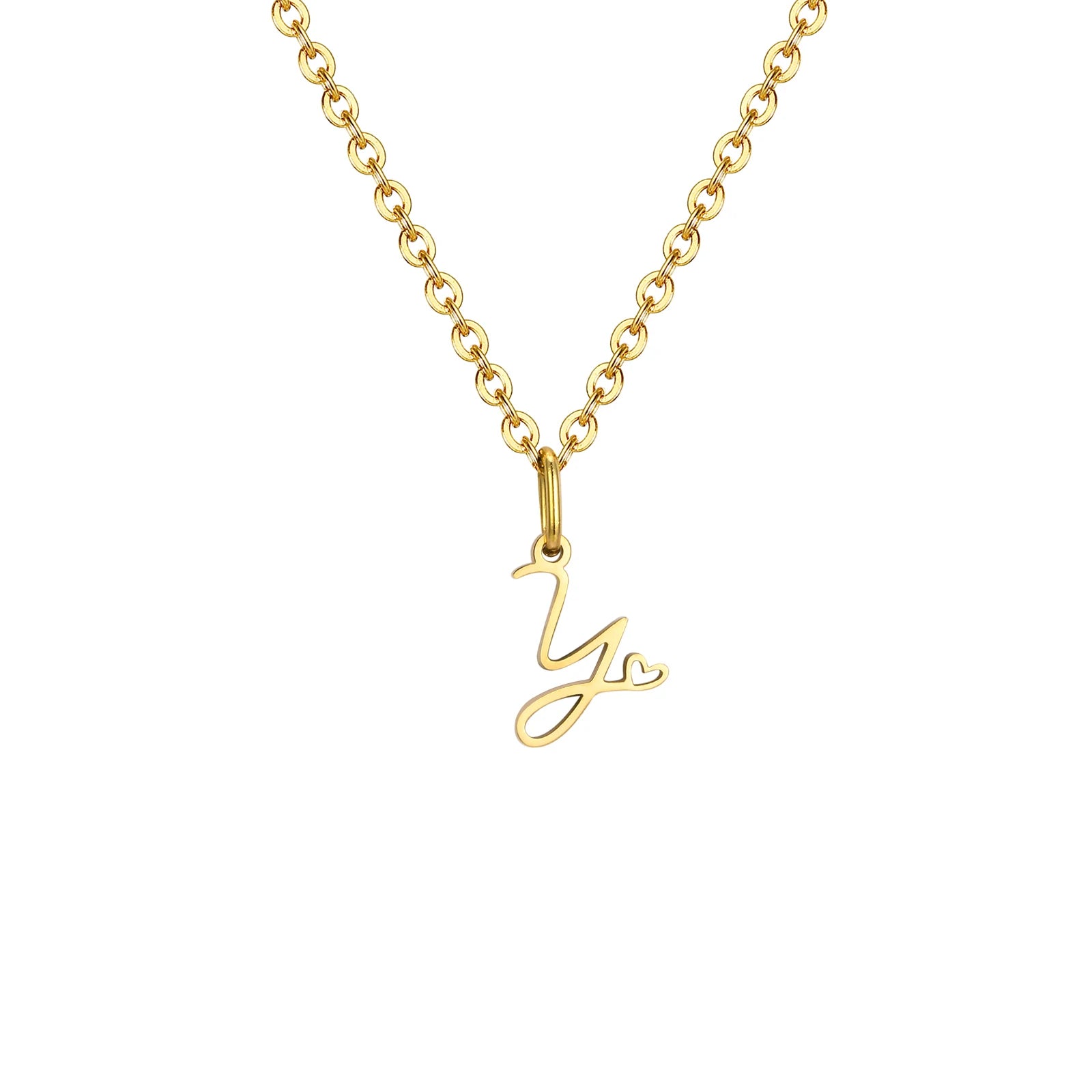 Dainty Heart Initial Necklace for Women, Gold Plated A-Z Letter Pendant, Waterproof Stainless Steel Monogram Jewelry, Personaliz